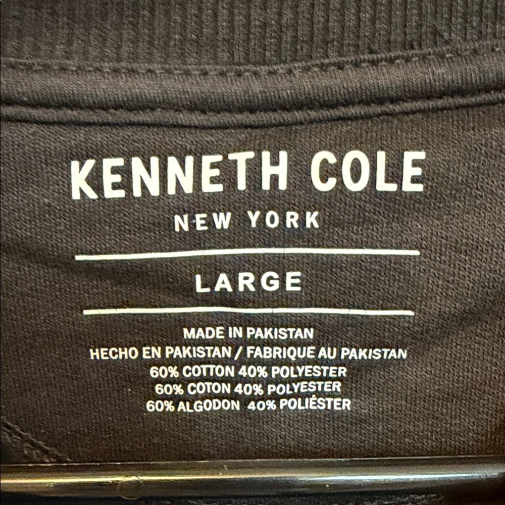 Kenneth Cole Size Large Black Crewneck Sweatshirt with Reflective Chest Panel - Picture 2 of 7